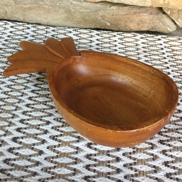 Vintage Wood Pineapple Bowl Monkey Pod Boho Decor - Picture 3 of 7